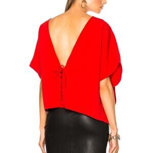 IRO Izya Bright Red Low Back Lace Up *MISSING TIE* Dolman Sleeve Oversized Top